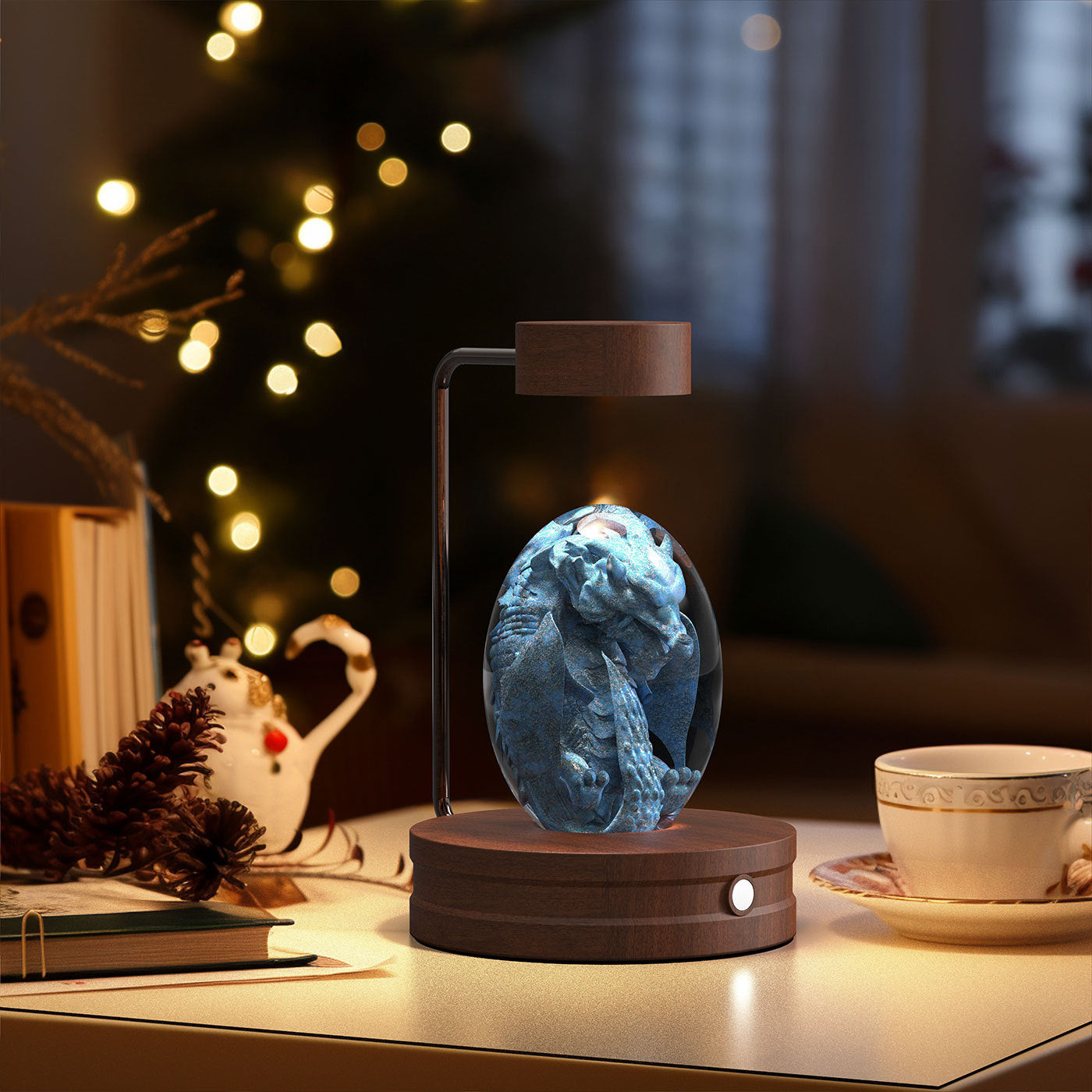 Crystal Ball Cosmic Dinosaur Night Light – USB Warm Bedside Lamp Birthday Gift
