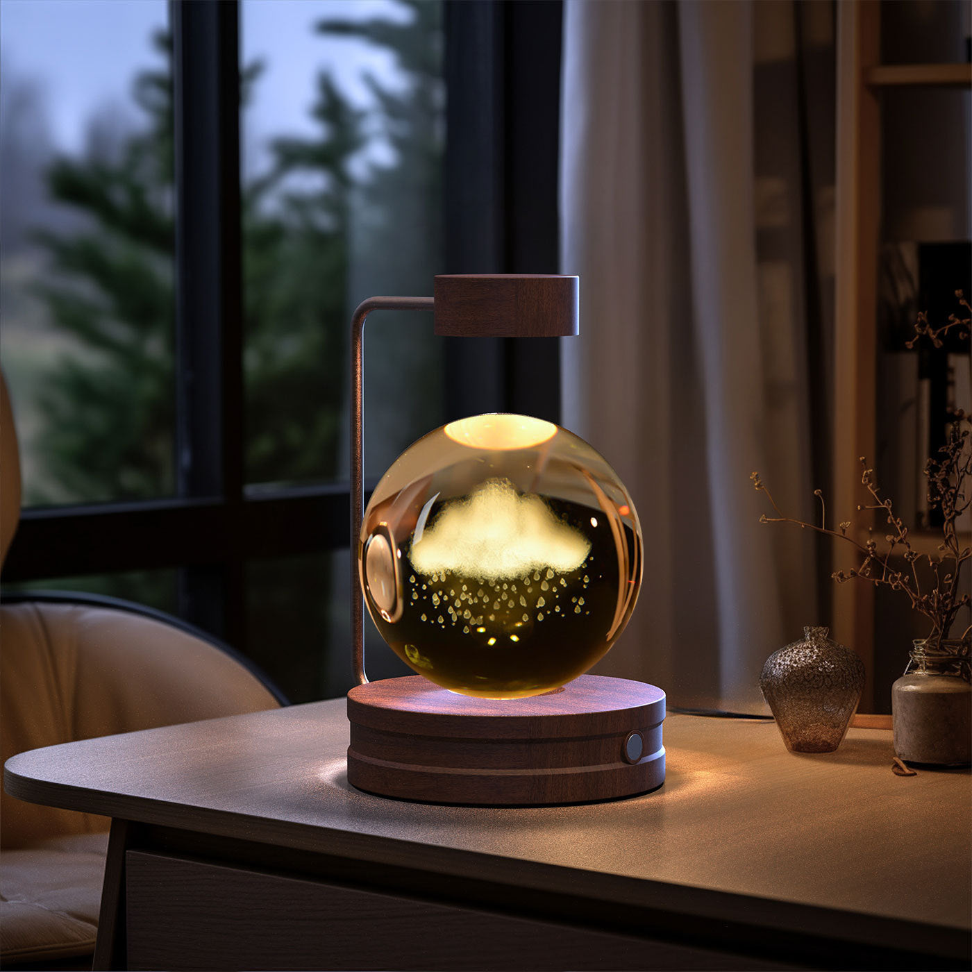 Crystal Ball Cosmic Dinosaur Night Light – USB Warm Bedside Lamp Birthday Gift