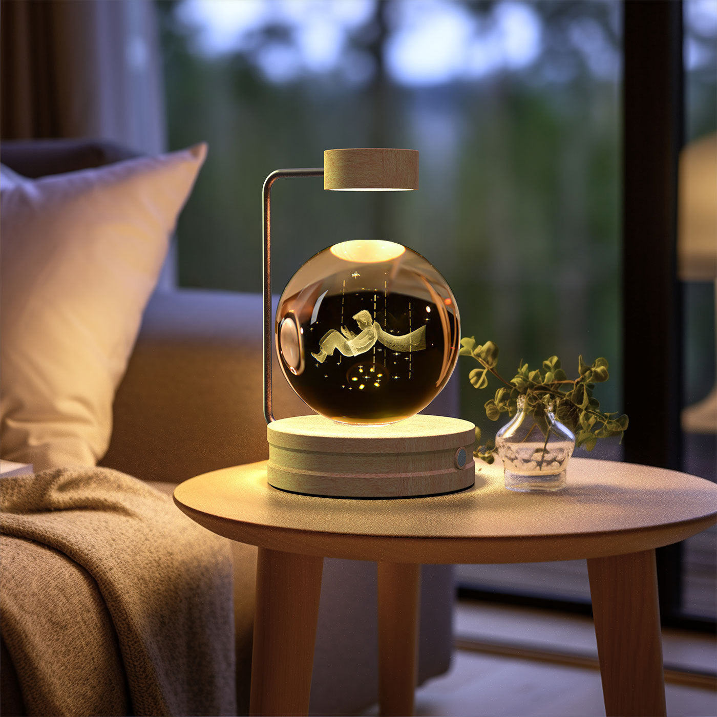 Crystal Ball Cosmic Dinosaur Night Light – USB Warm Bedside Lamp Birthday Gift
