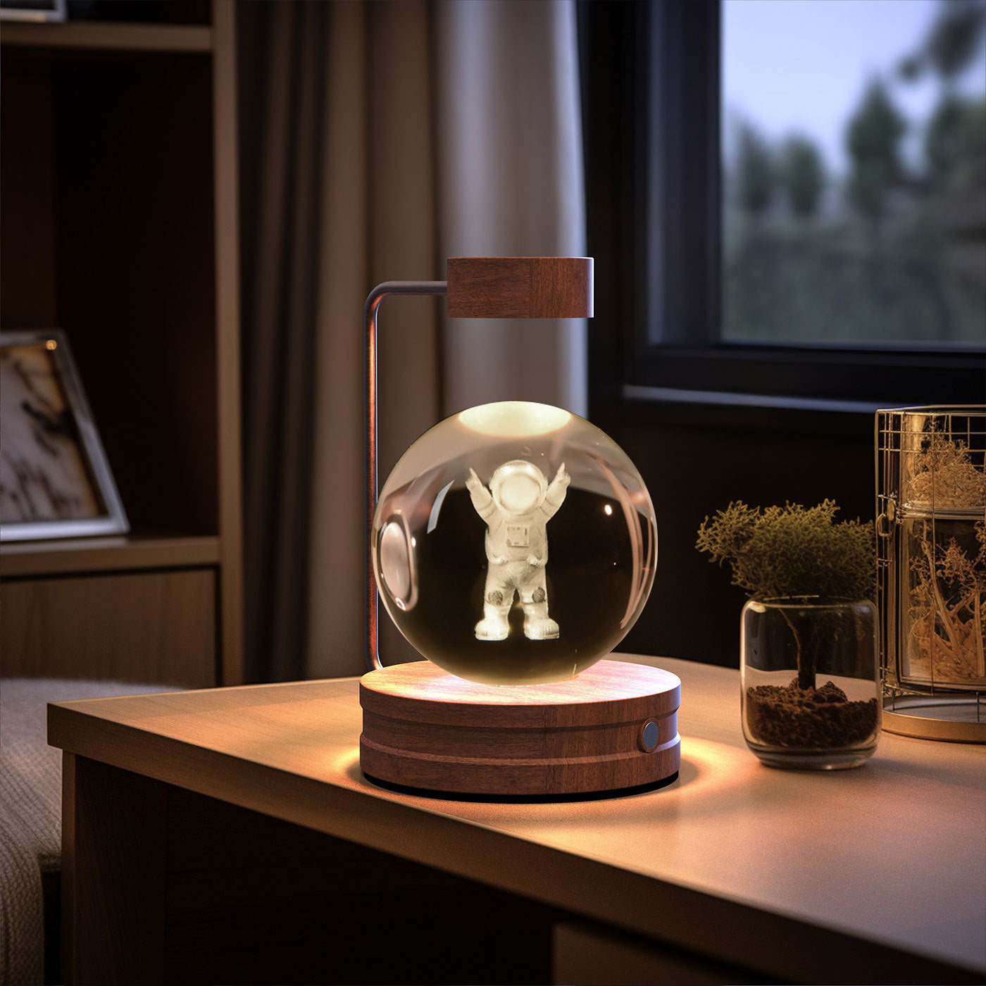 Crystal Ball Cosmic Dinosaur Night Light – USB Warm Bedside Lamp Birthday Gift