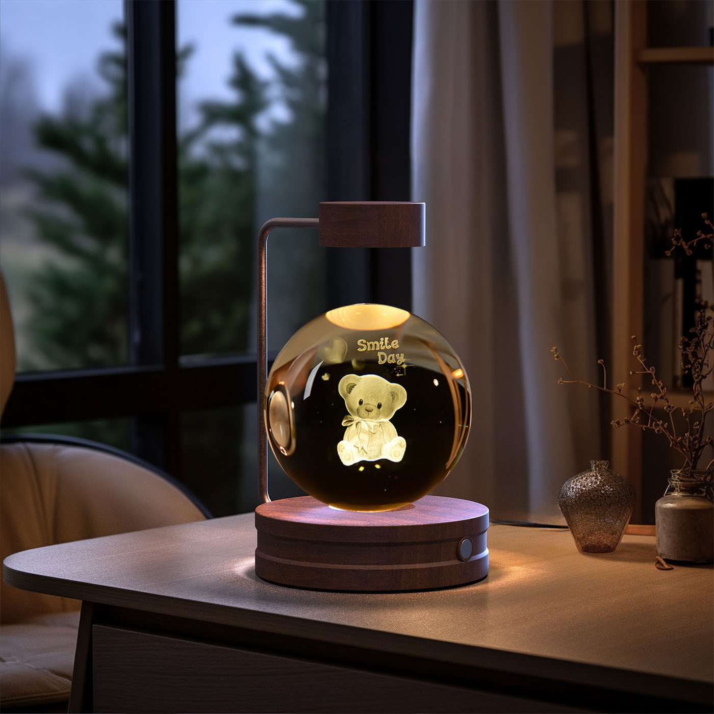 Crystal Ball Cosmic Dinosaur Night Light – USB Warm Bedside Lamp Birthday Gift