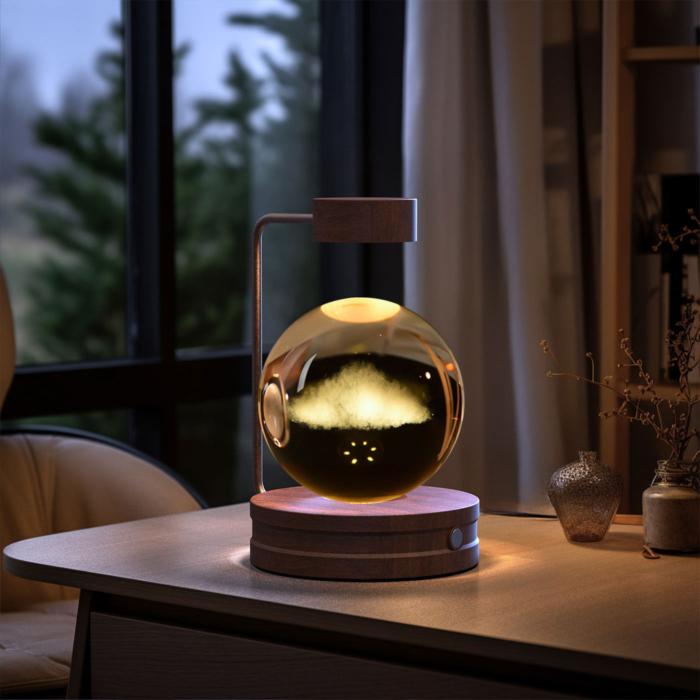 Crystal Ball Cosmic Dinosaur Night Light – USB Warm Bedside Lamp Birthday Gift