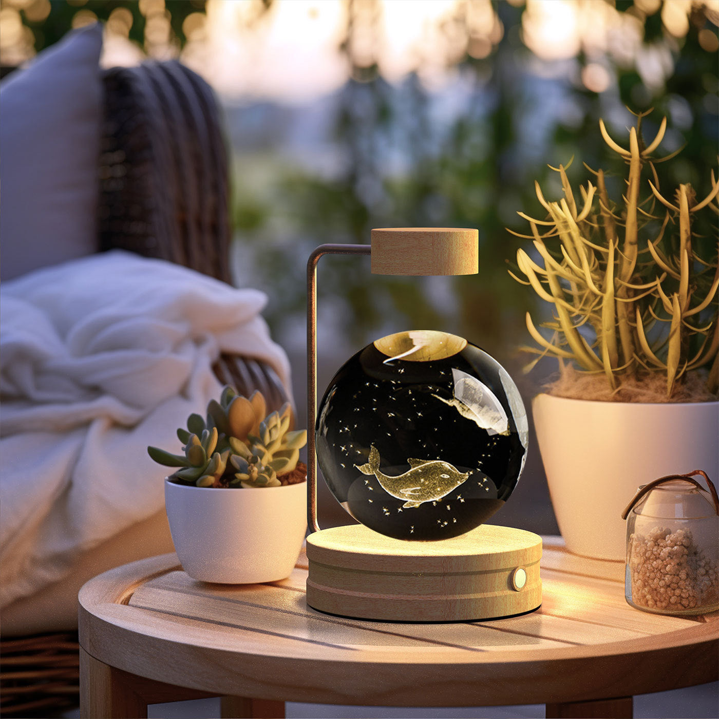 Crystal Ball Cosmic Dinosaur Night Light – USB Warm Bedside Lamp Birthday Gift