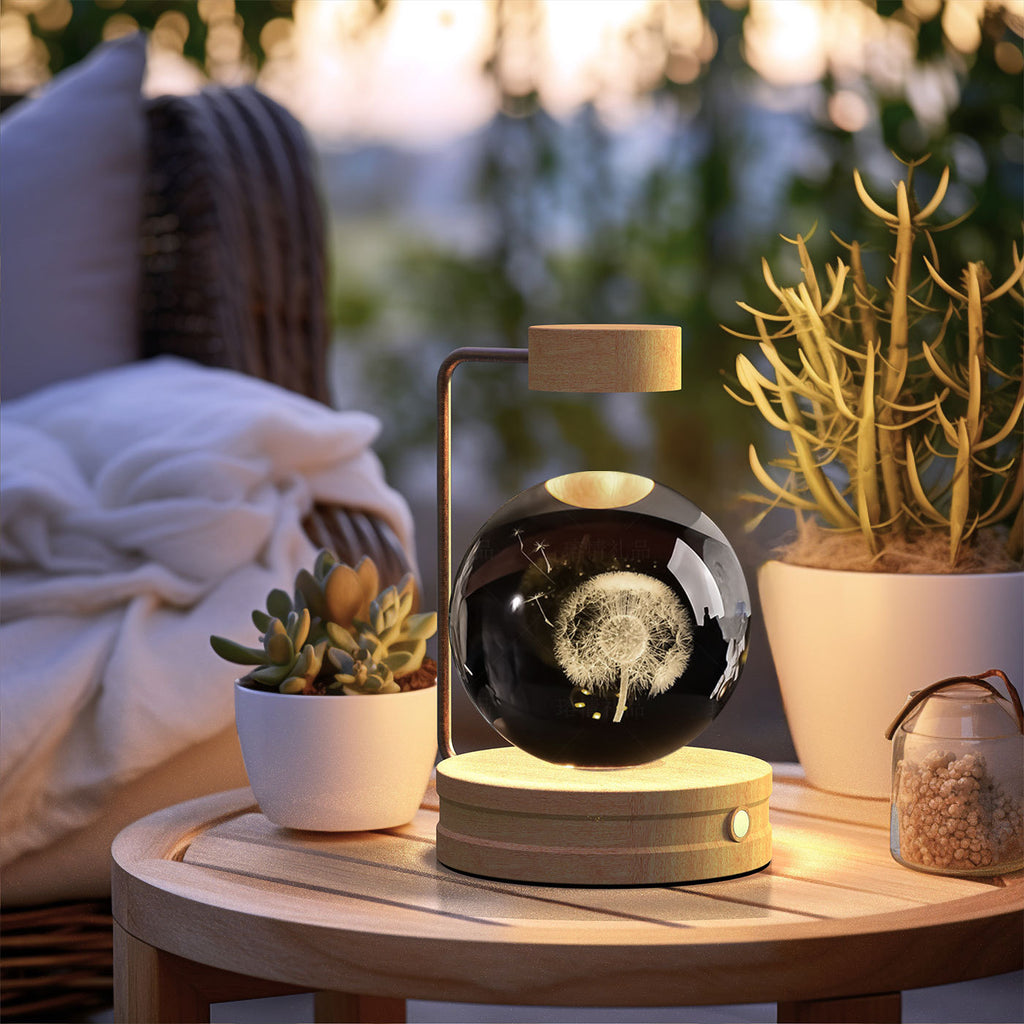 Crystal Ball Cosmic Dinosaur Night Light – USB Warm Bedside Lamp Birthday Gift