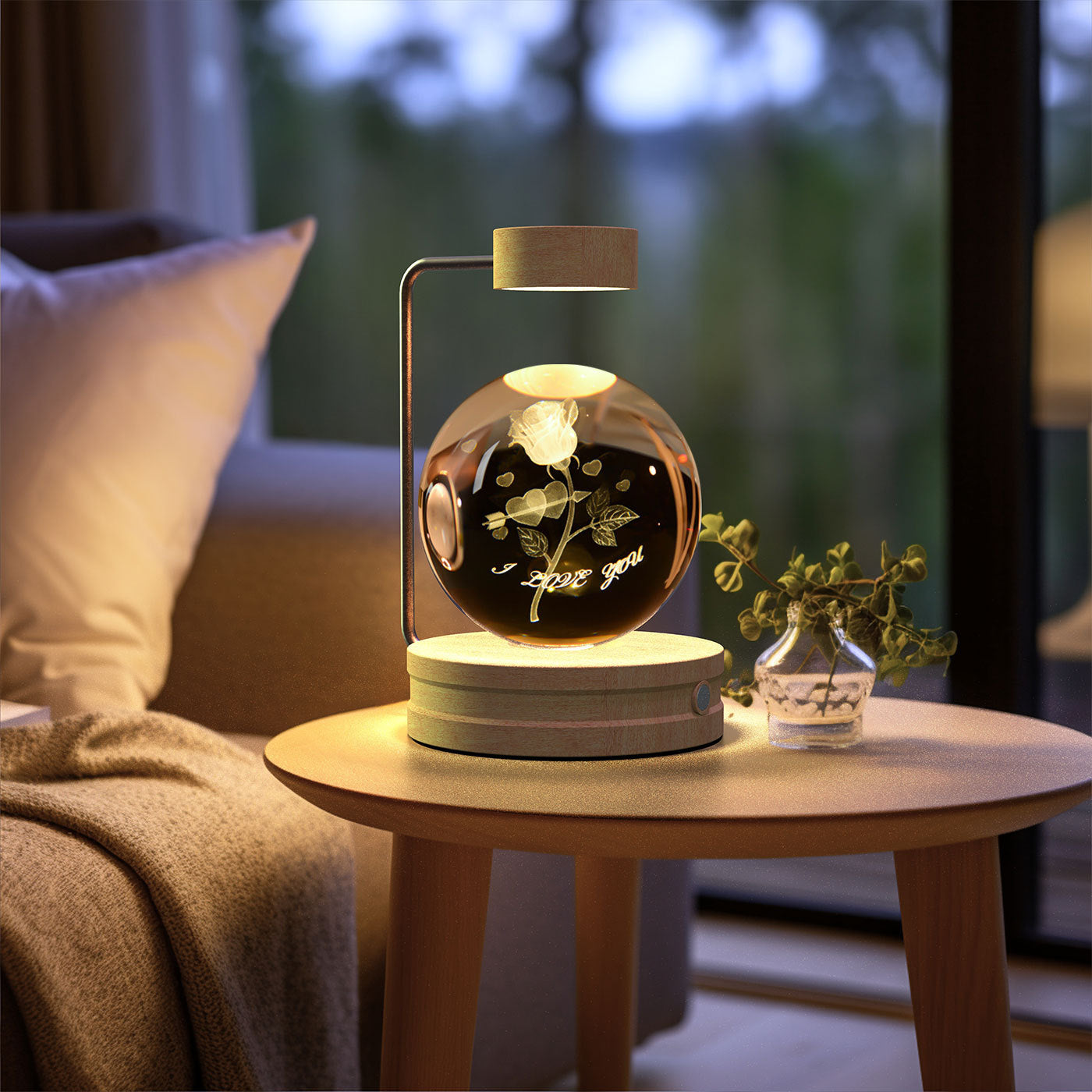 Crystal Ball Cosmic Dinosaur Night Light – USB Warm Bedside Lamp Birthday Gift