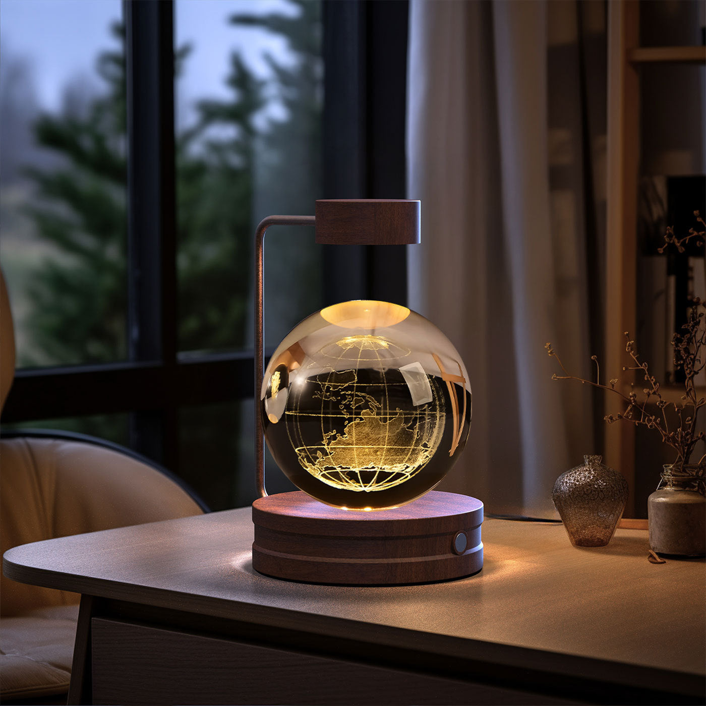Crystal Ball Cosmic Dinosaur Night Light – USB Warm Bedside Lamp Birthday Gift
