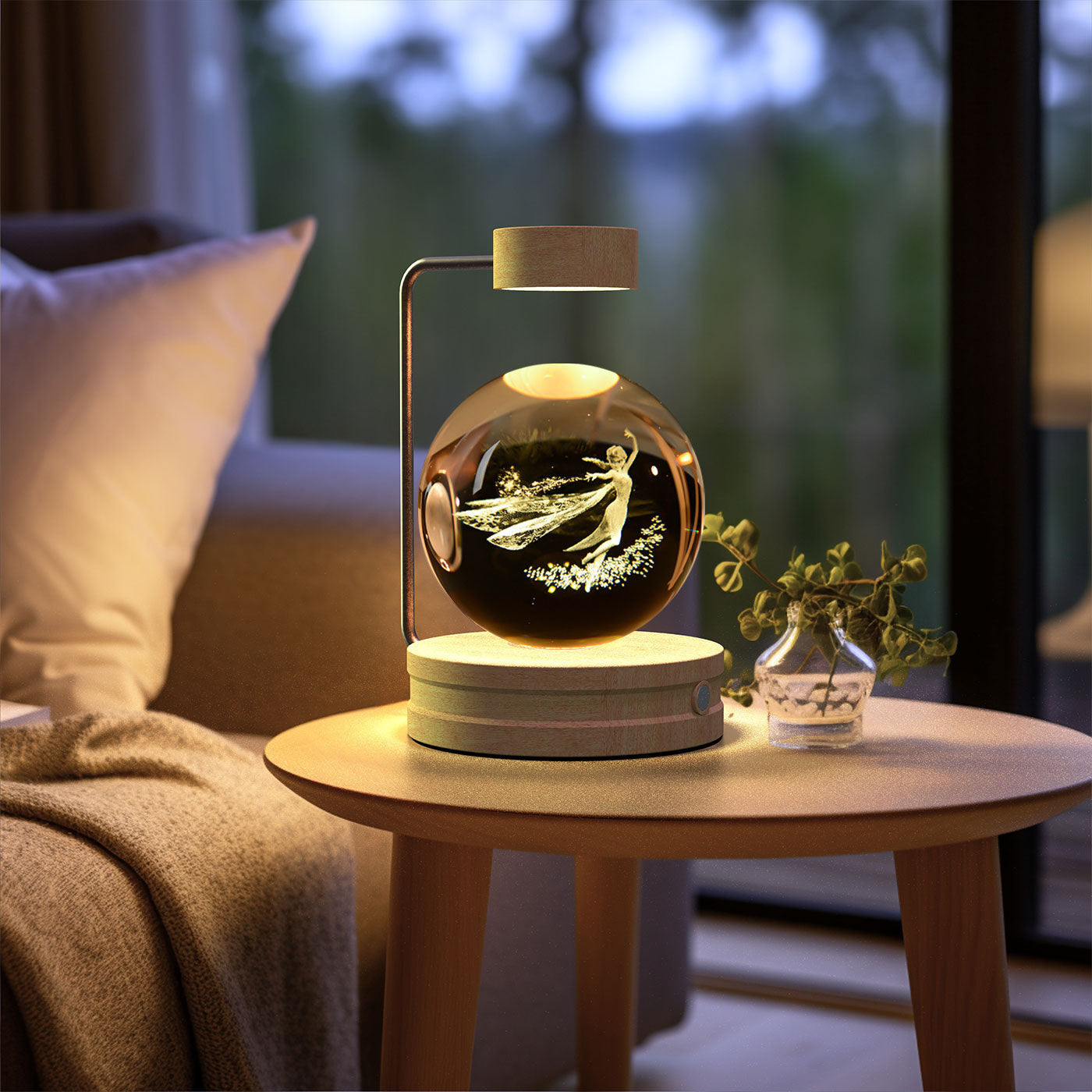 Crystal Ball Cosmic Dinosaur Night Light – USB Warm Bedside Lamp Birthday Gift