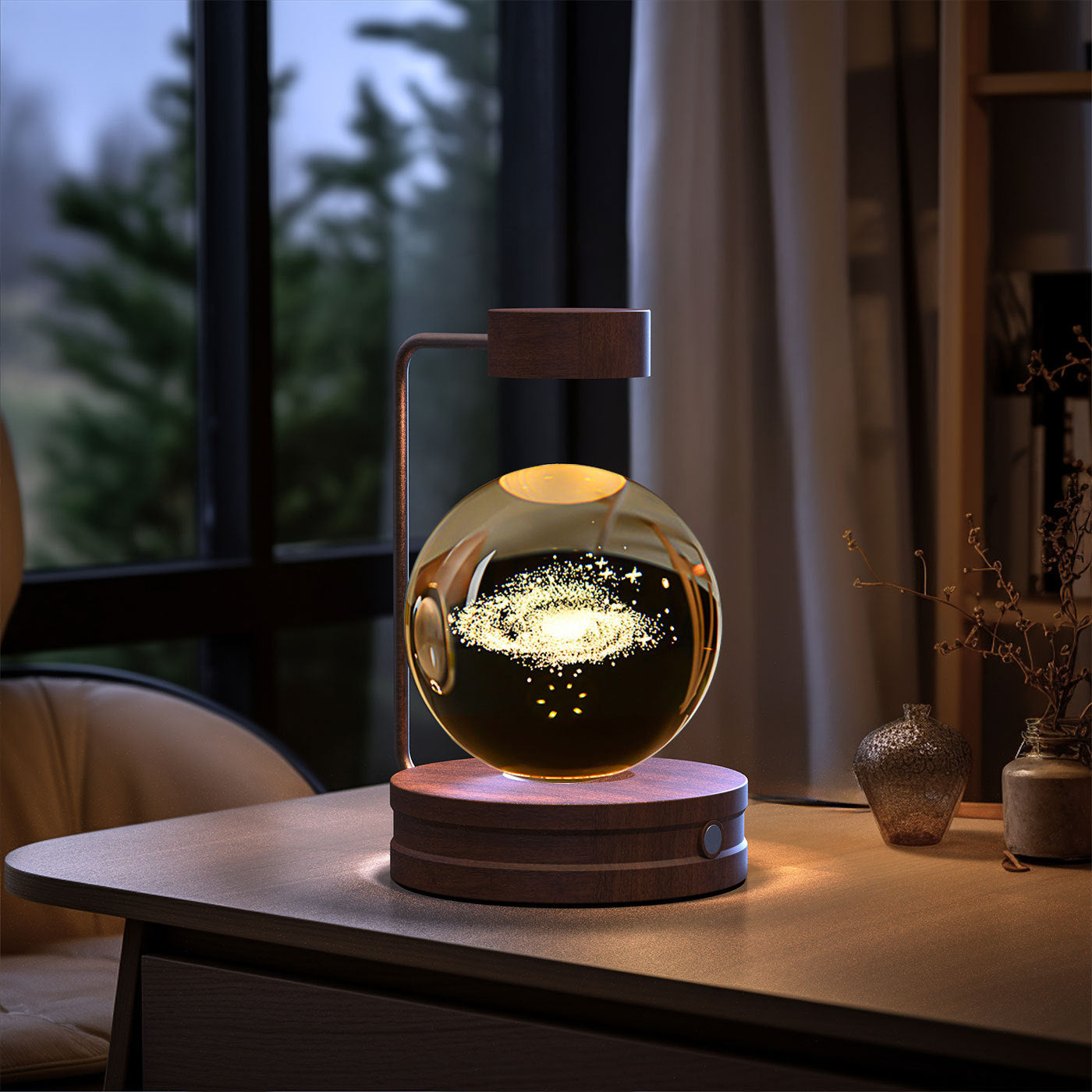 Crystal Ball Cosmic Dinosaur Night Light – USB Warm Bedside Lamp Birthday Gift